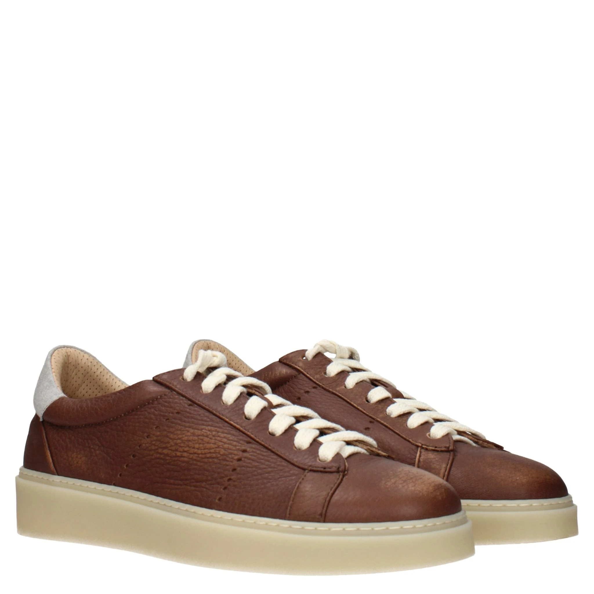 Brown Leather Low Top Sneakers