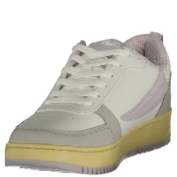 White Polyester Athletic Sneakers