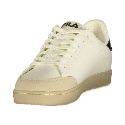 White Polyester Low Top Sneakers