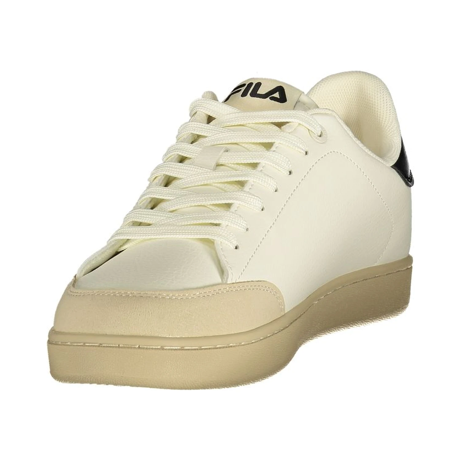 White Polyester Low Top Sneakers