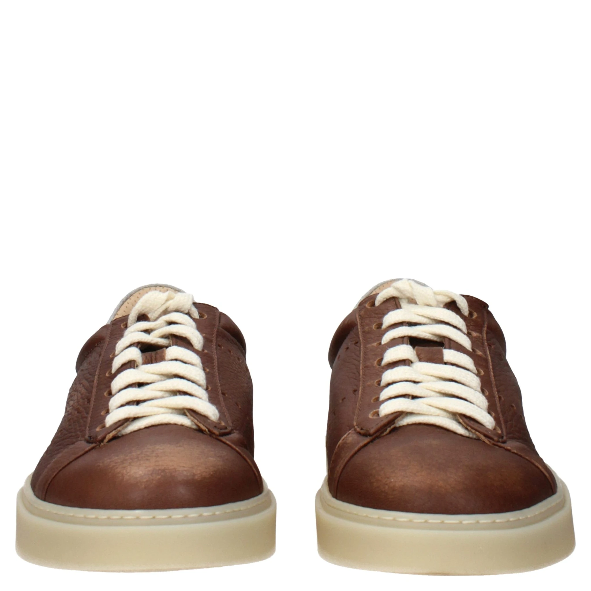 Brown Leather Low Top Sneakers