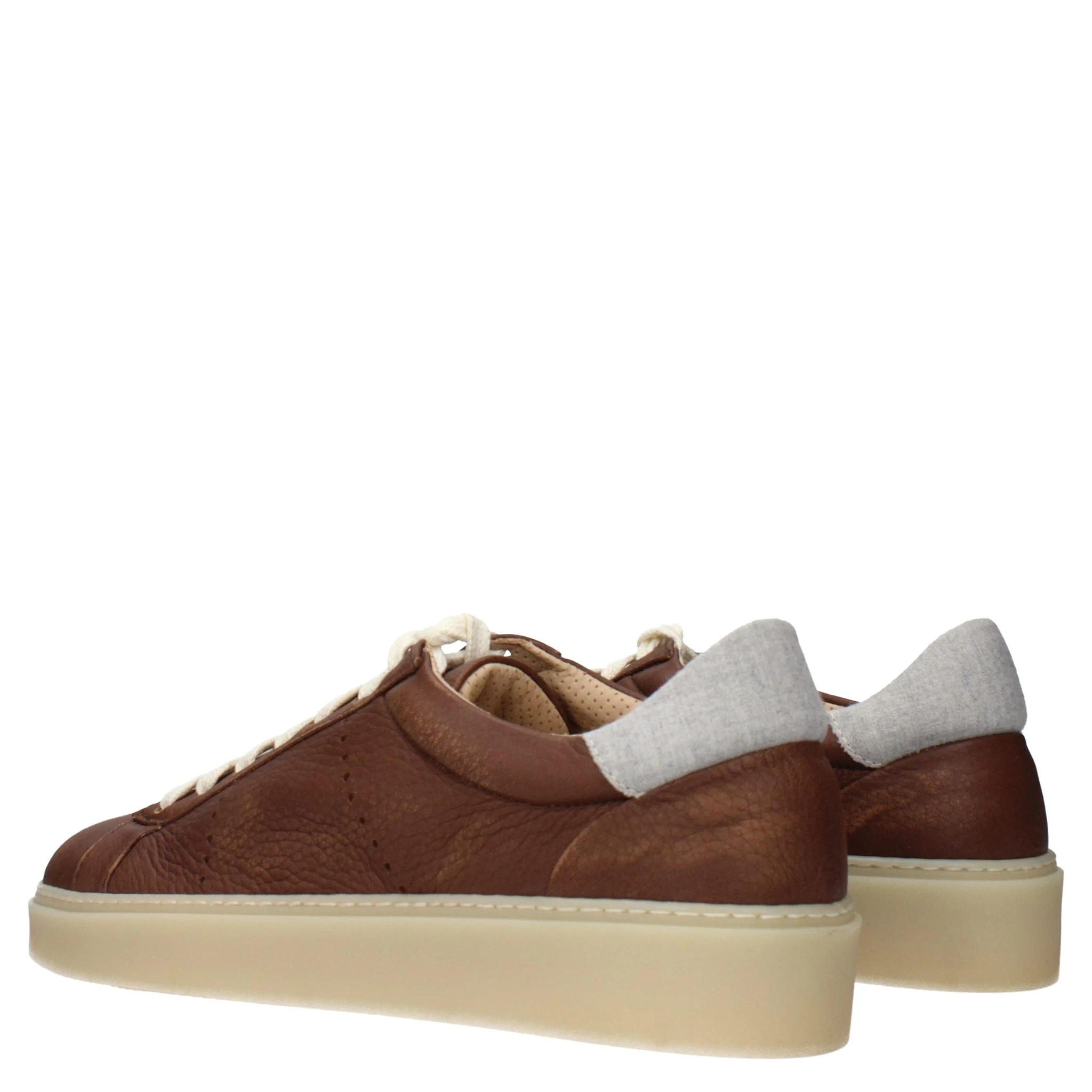 Brown Leather Low Top Sneakers