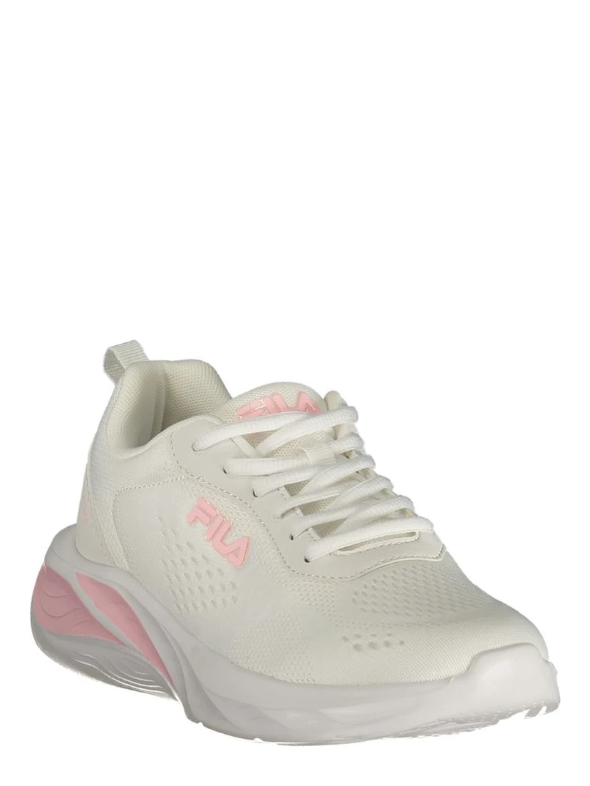 White Polyester Athletic Sneakers