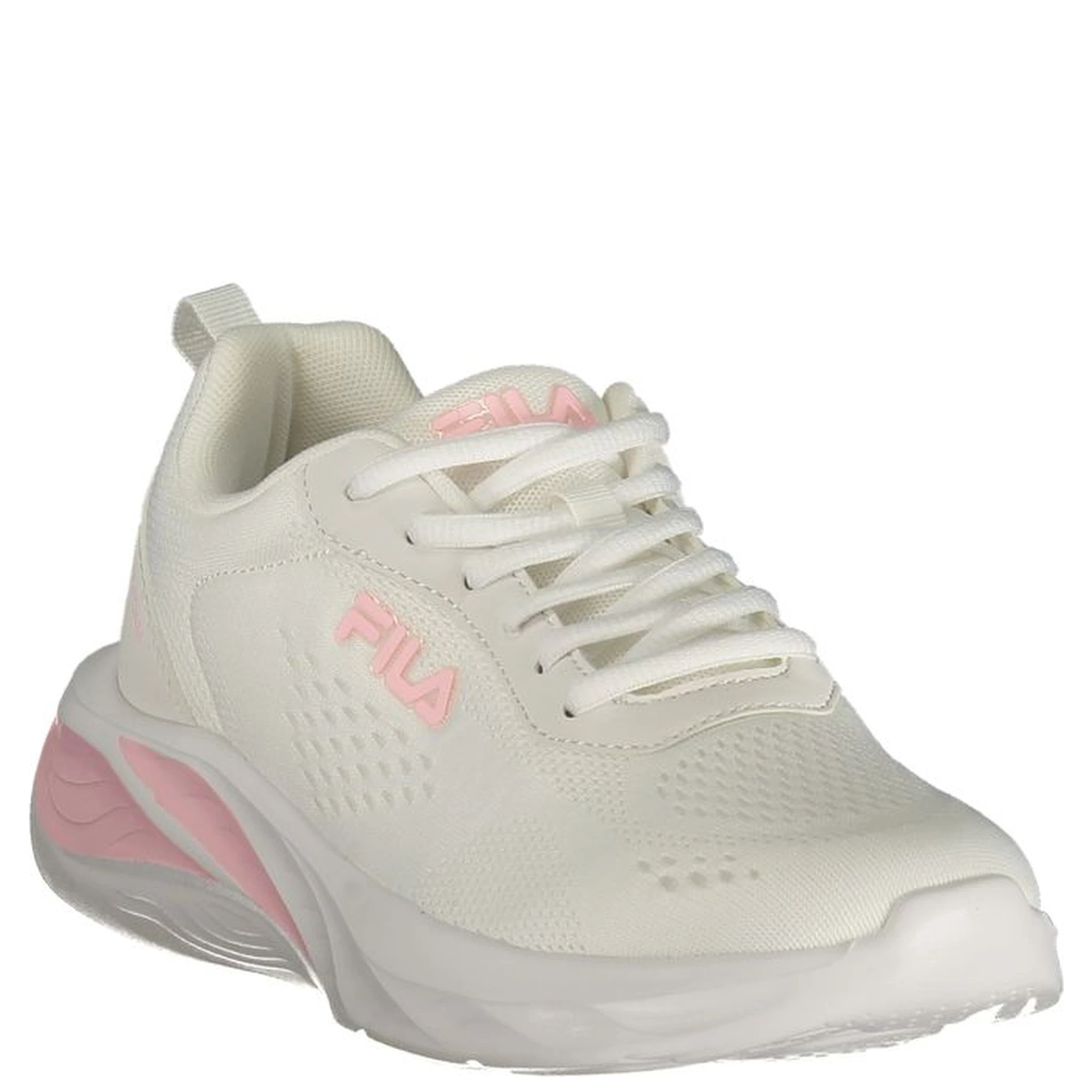 White Polyester Athletic Sneakers