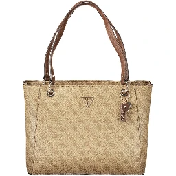 Beige Polyurethane Women Handbag