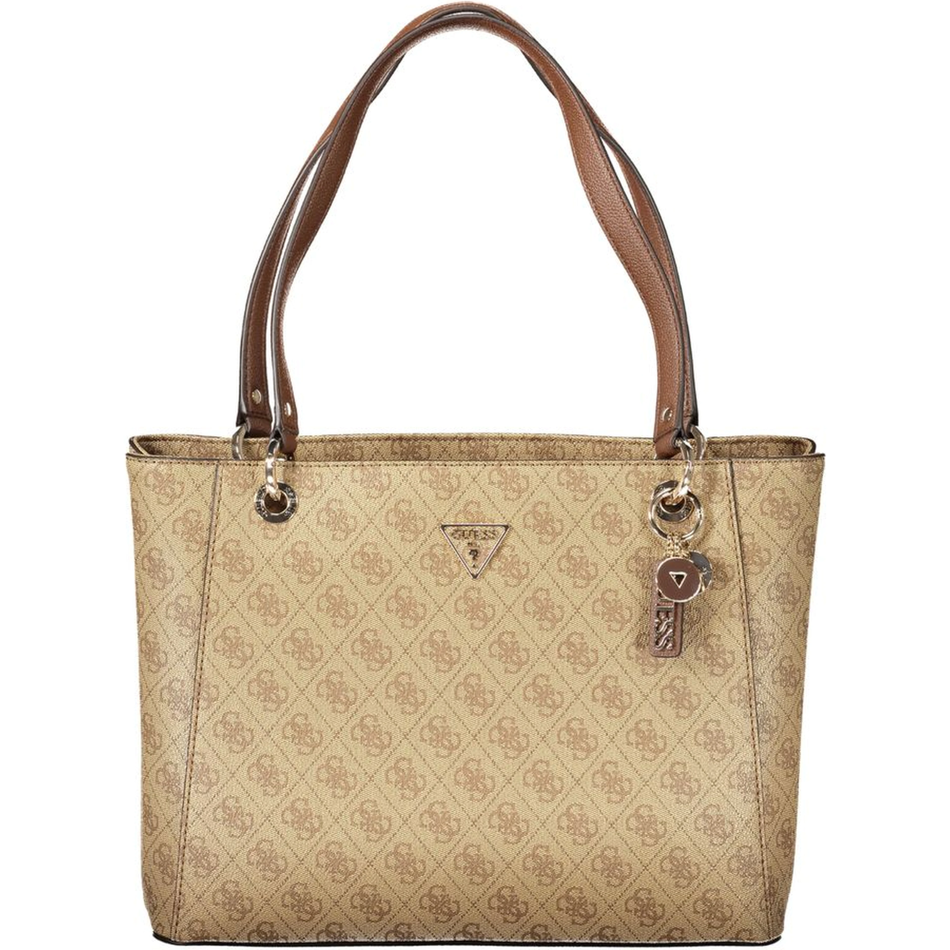 Beige Polyurethane Women Handbag