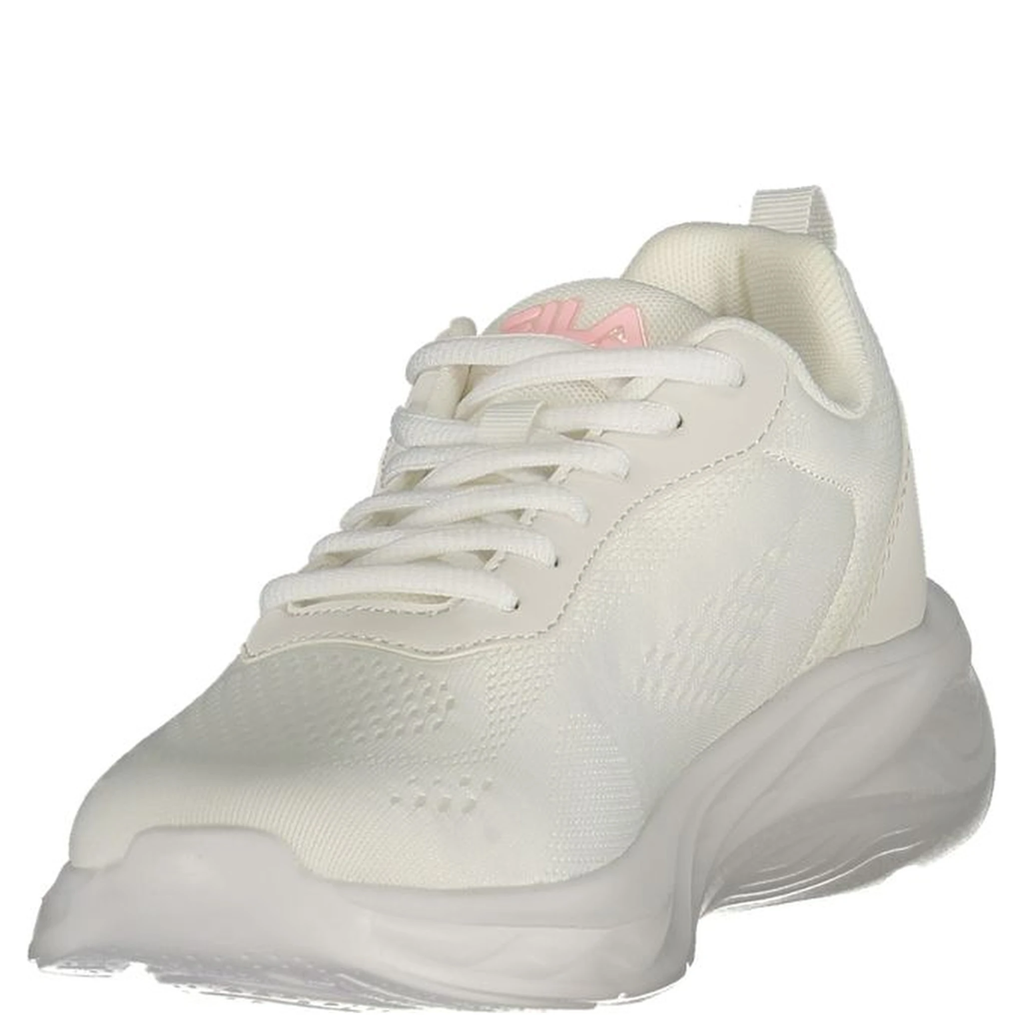 White Polyester Athletic Sneakers