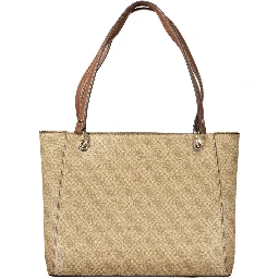 Beige Polyurethane Women Handbag