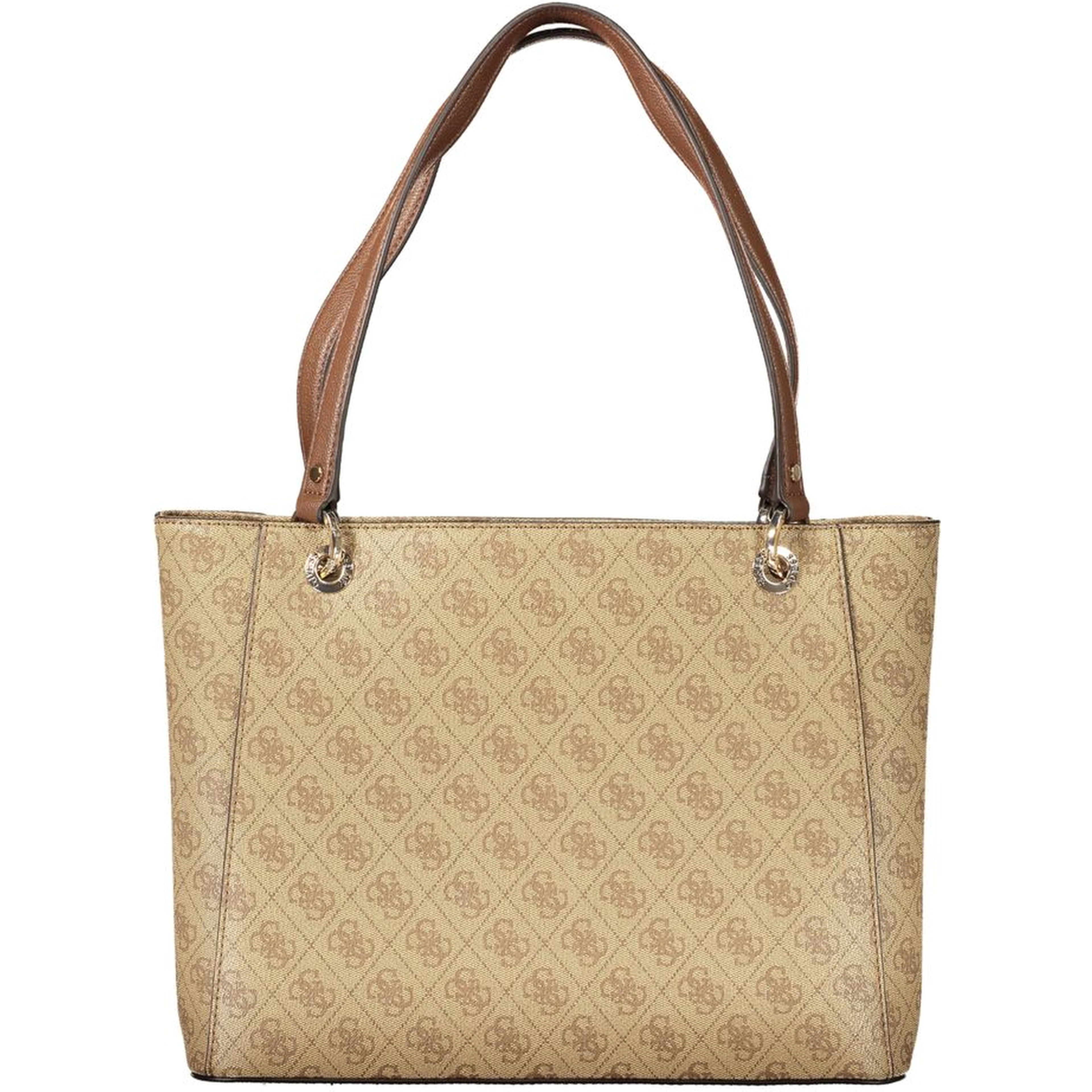 Beige Polyurethane Women Handbag