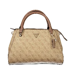 Beige Polyurethane Women Handbag