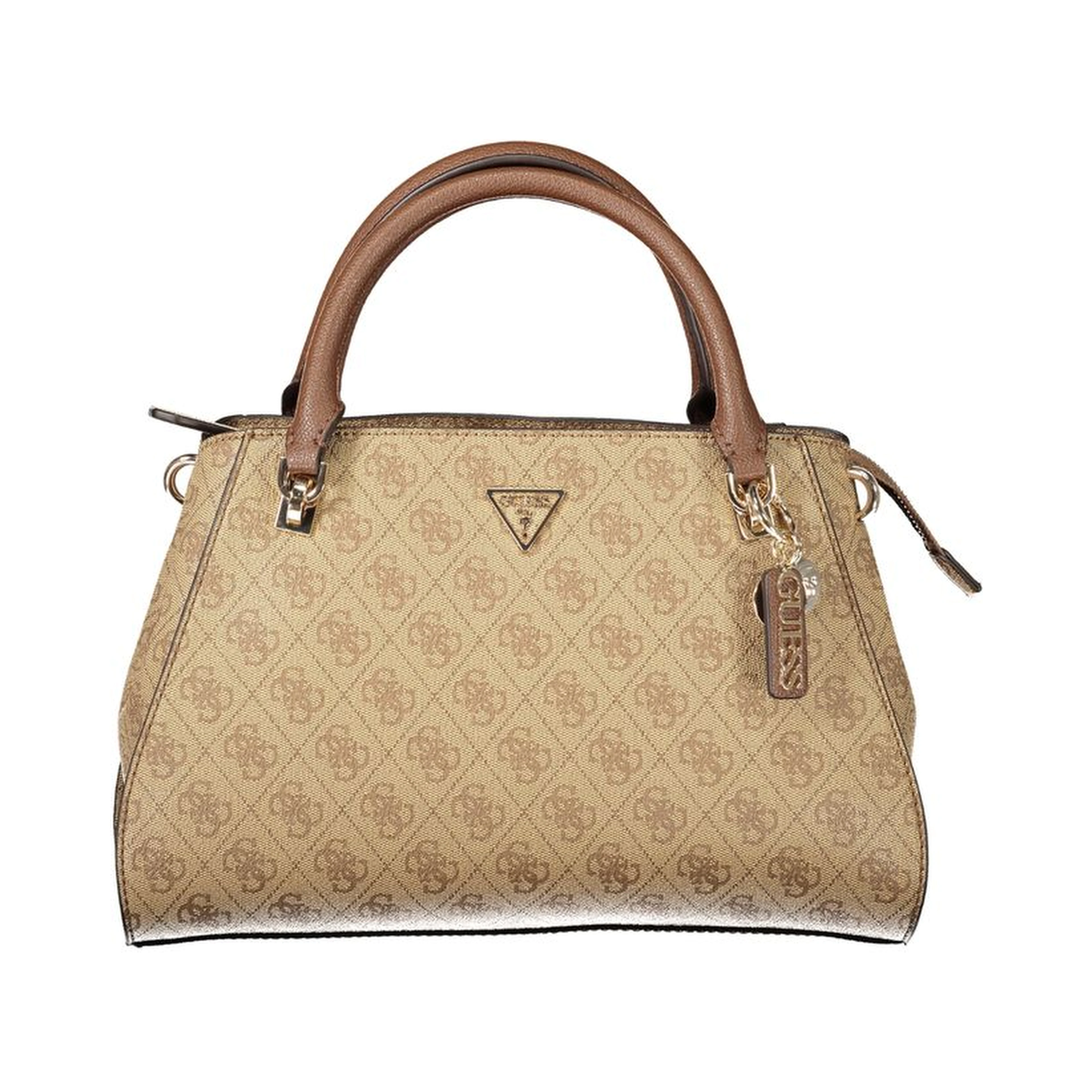 Beige Polyurethane Women Handbag