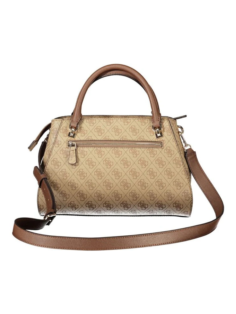 Beige Polyurethane Women Handbag