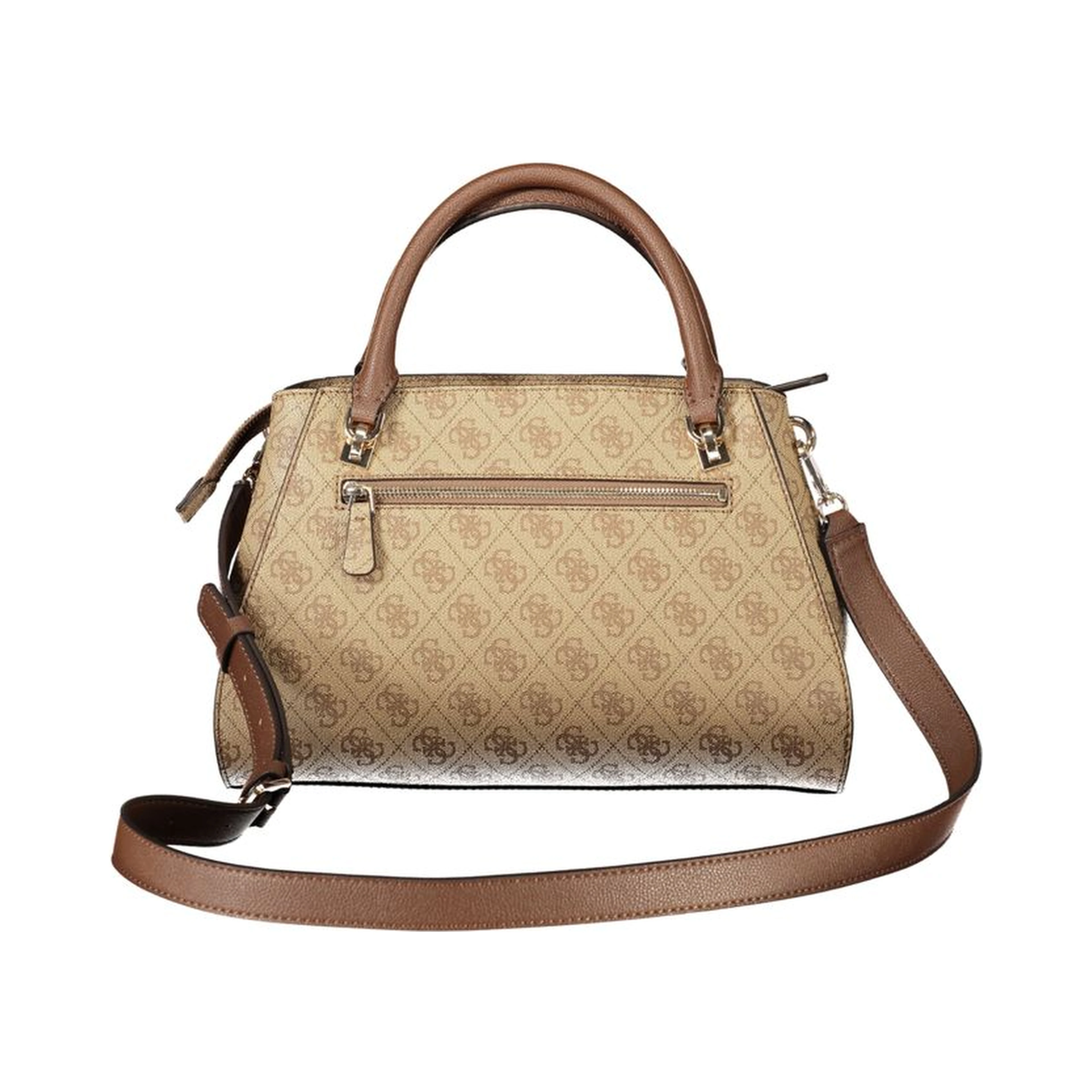 Beige Polyurethane Women Handbag