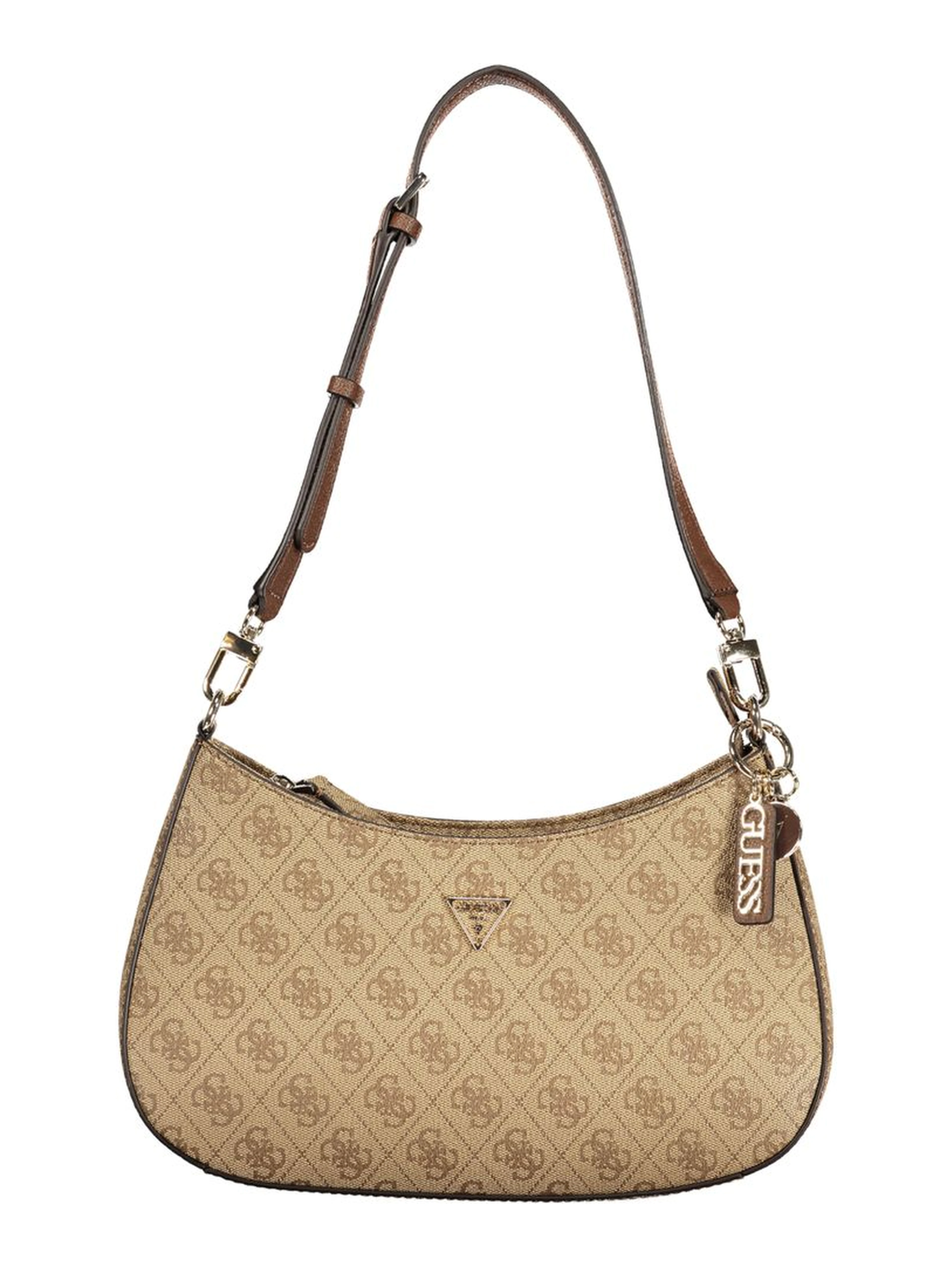 Beige Polyurethane Women Handbag