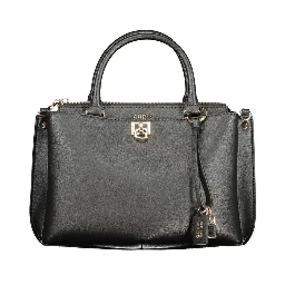 Black Polyurethane Women Handbag