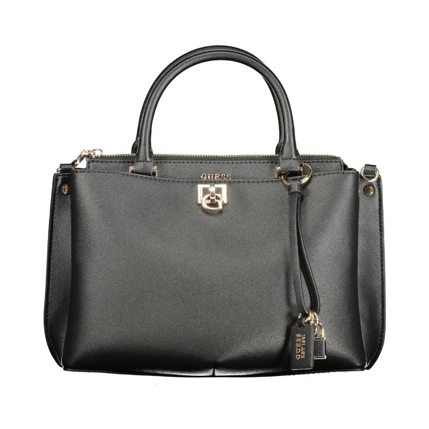 Black Polyurethane Women Handbag