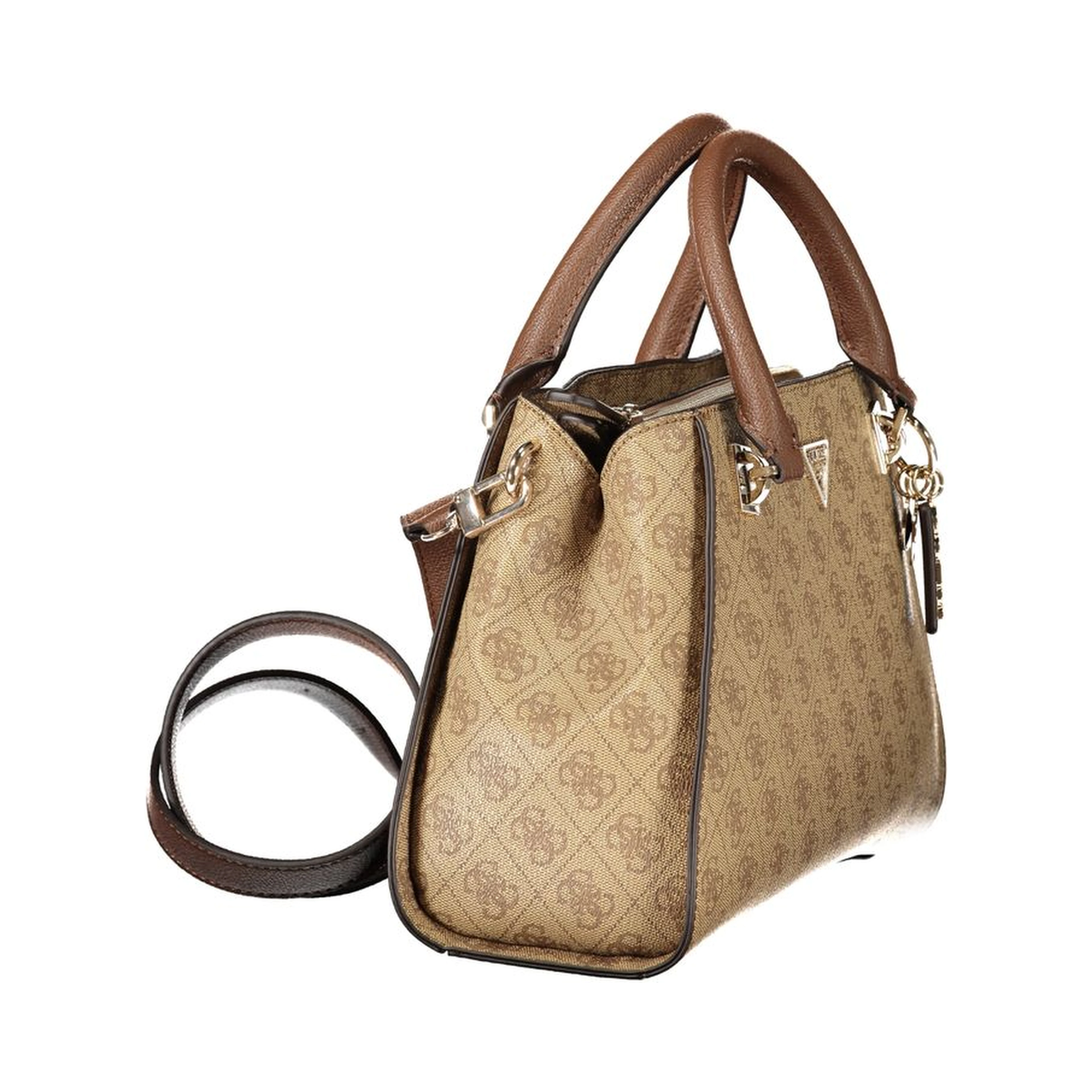 Beige Polyurethane Women Handbag