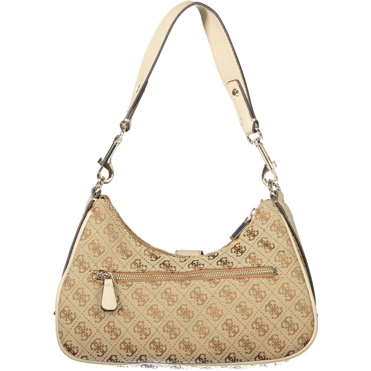 Beige Polyurethane Women Handbag