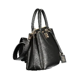 Black Polyurethane Women Handbag