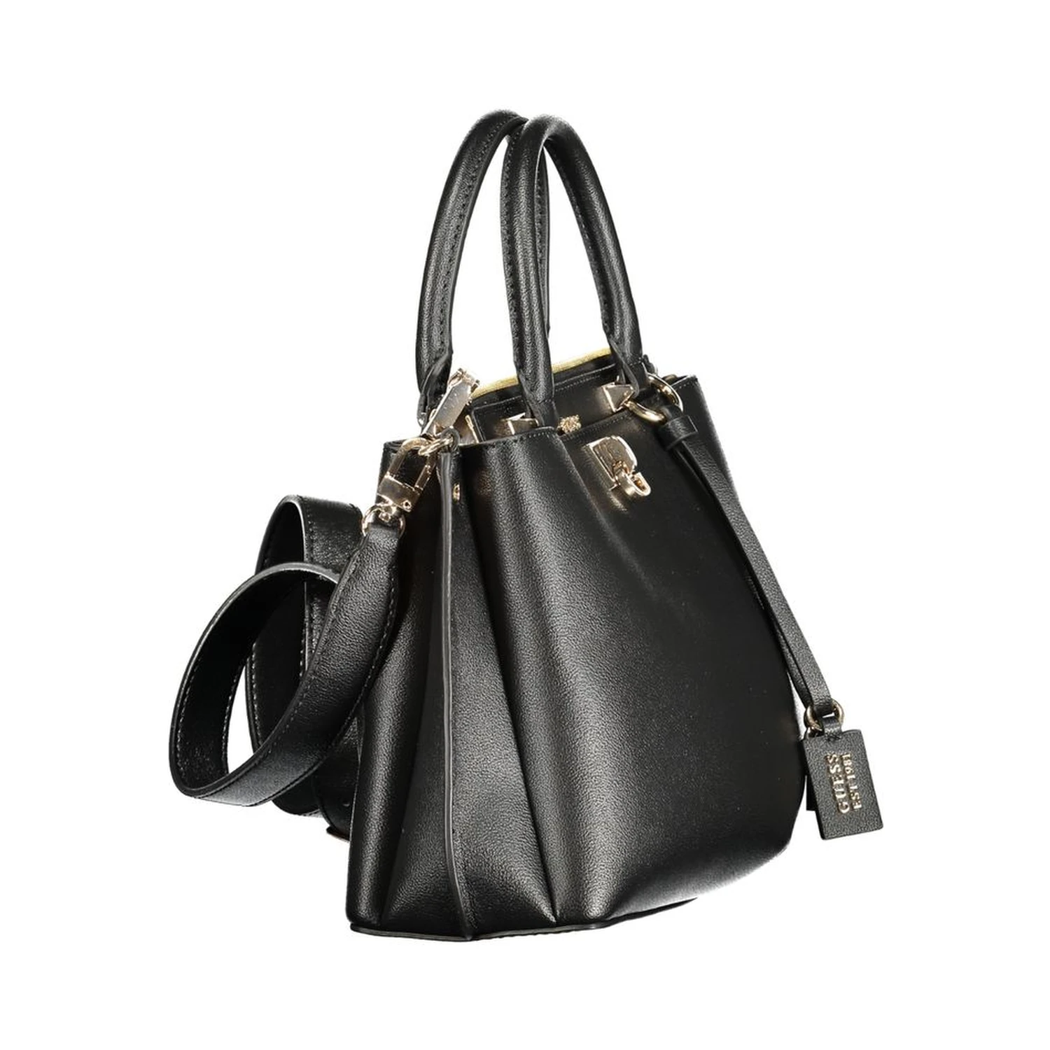 Black Polyurethane Women Handbag