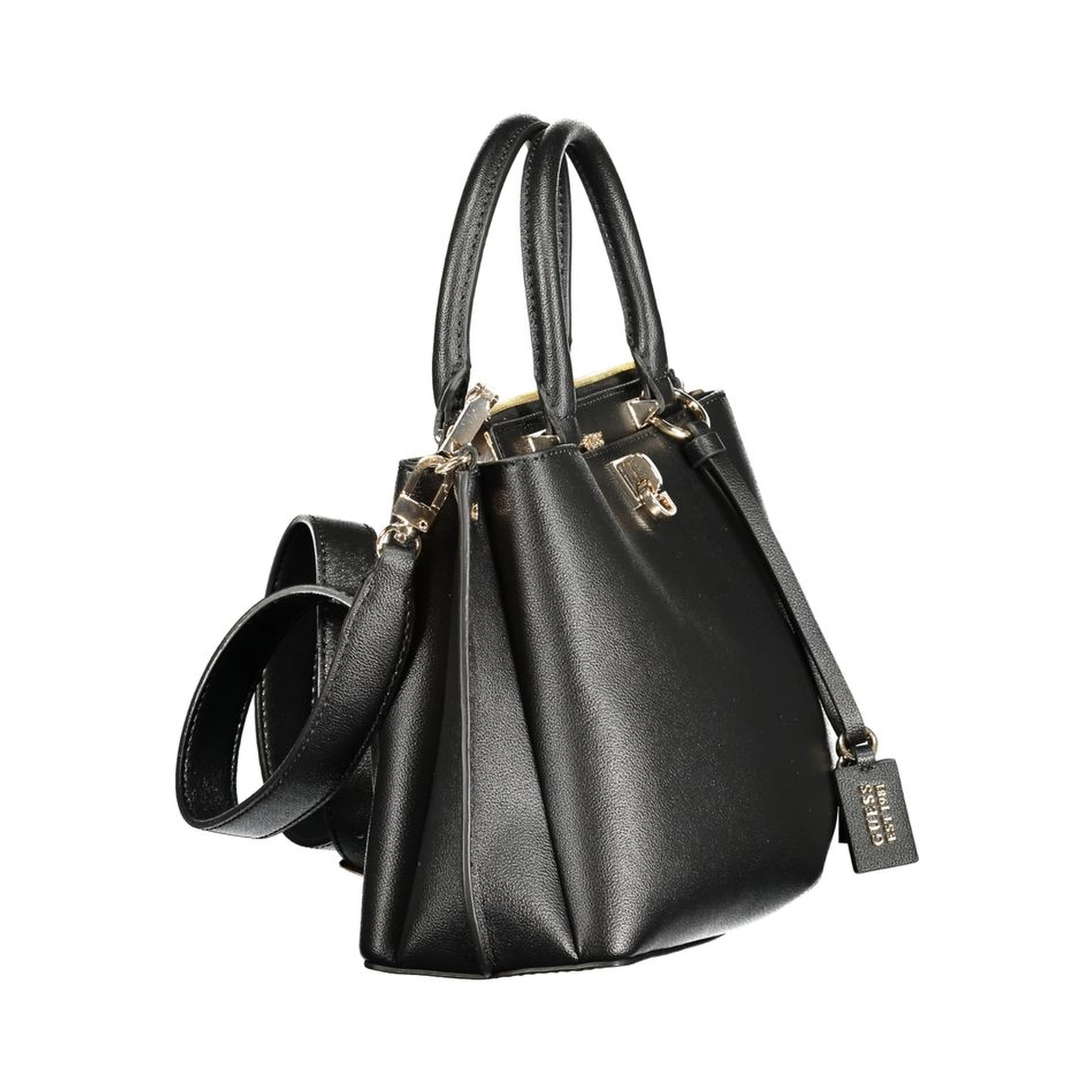 Black Polyurethane Women Handbag