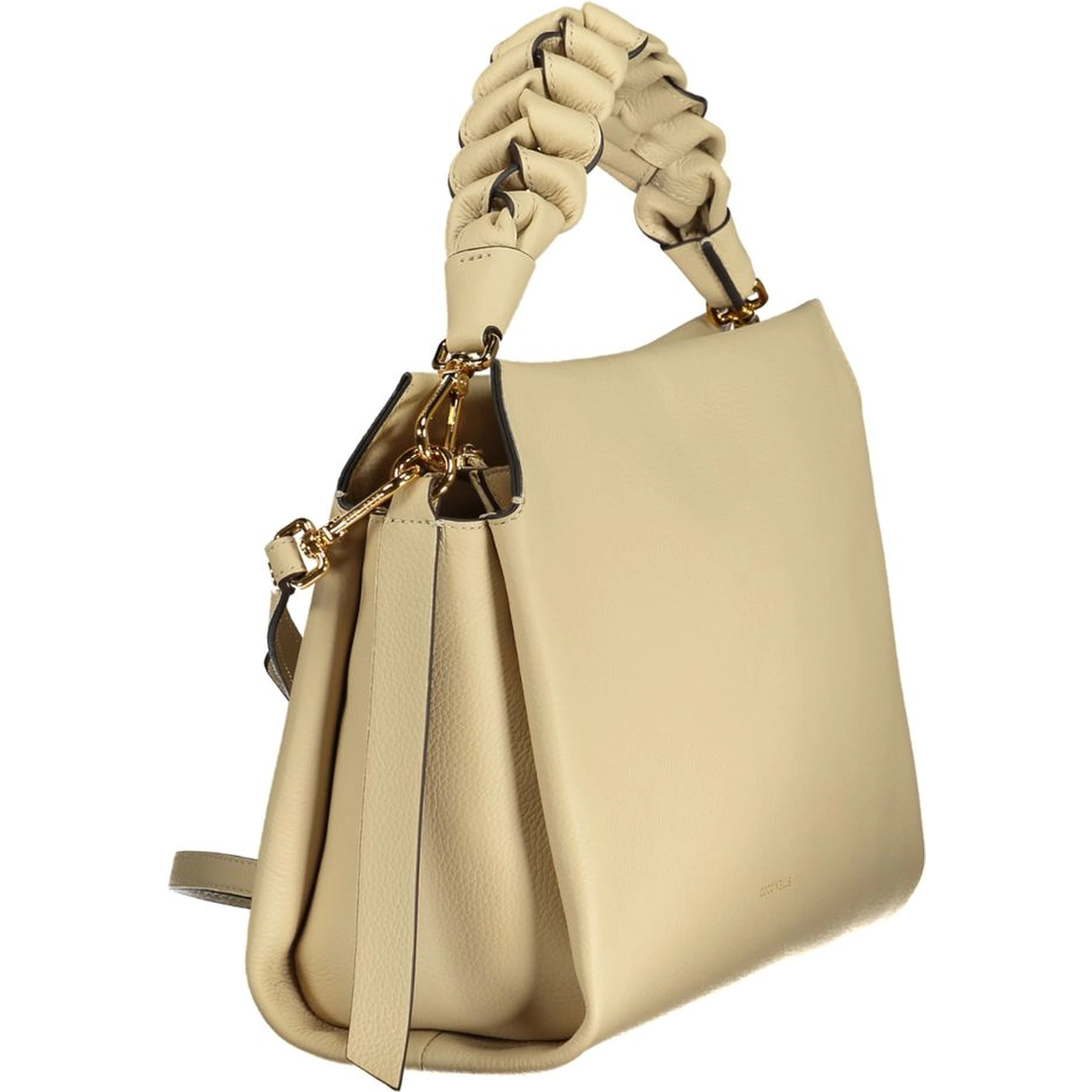 Beige Leather Women Handbag