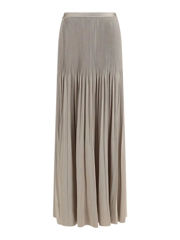 Gray Viscose Midi Skirt