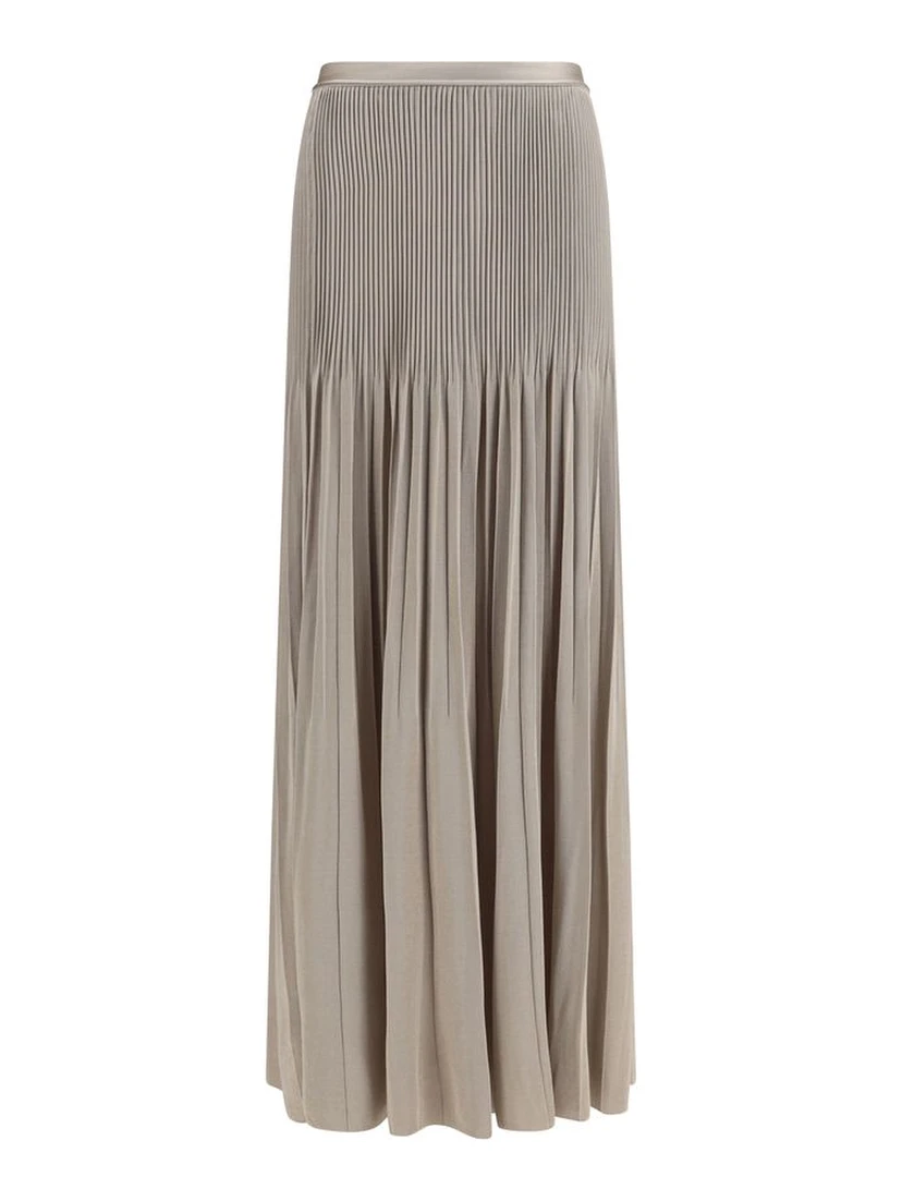 Gray Viscose Midi Skirt