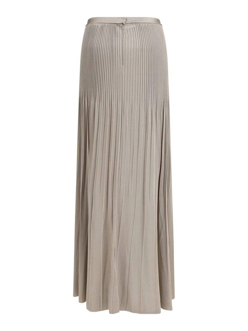 Gray Viscose Midi Skirt