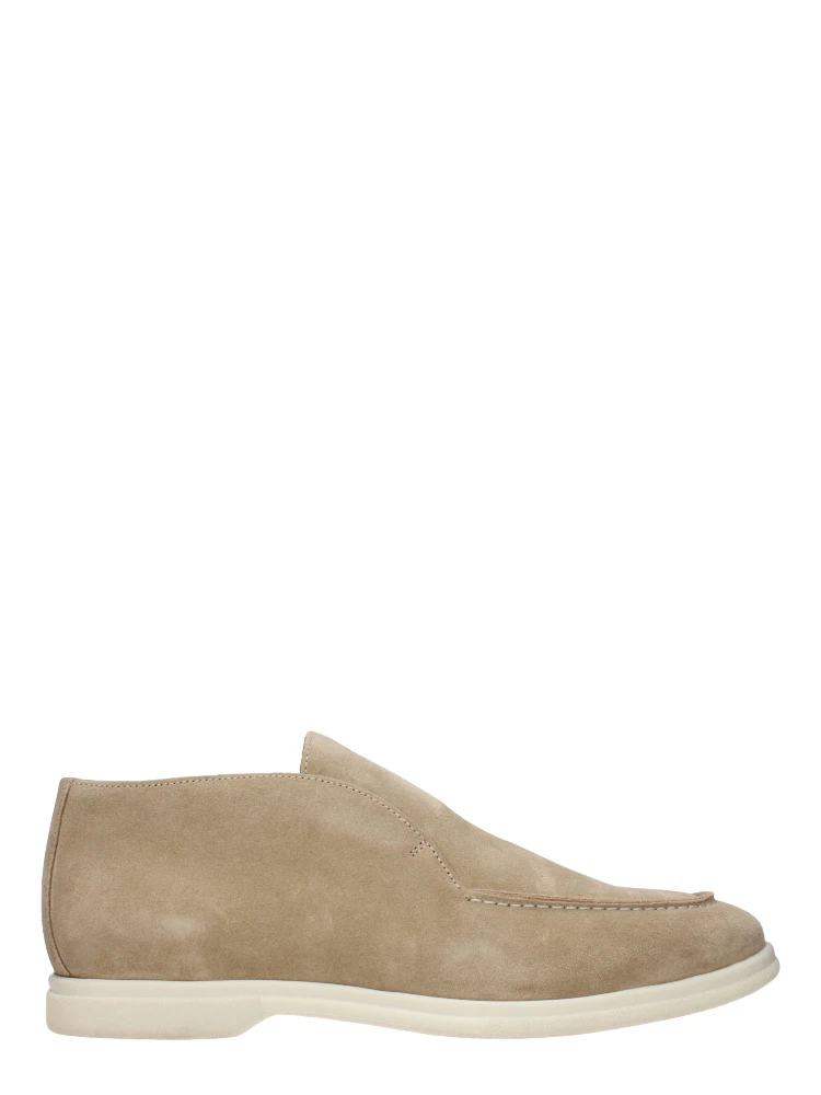 Beige Leather Ankle Boots