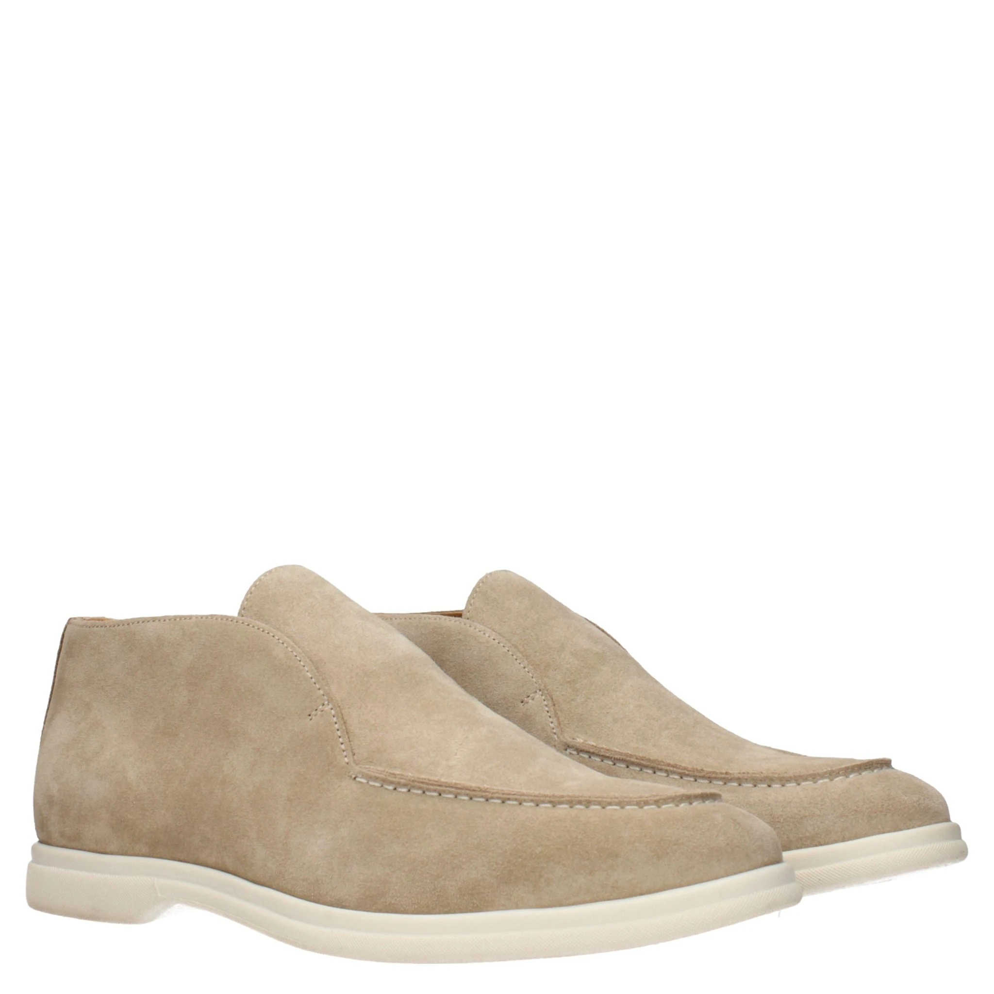 Beige Leather Ankle Boots