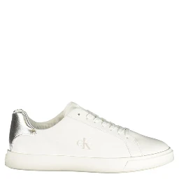 White Polyester Low Top Sneakers