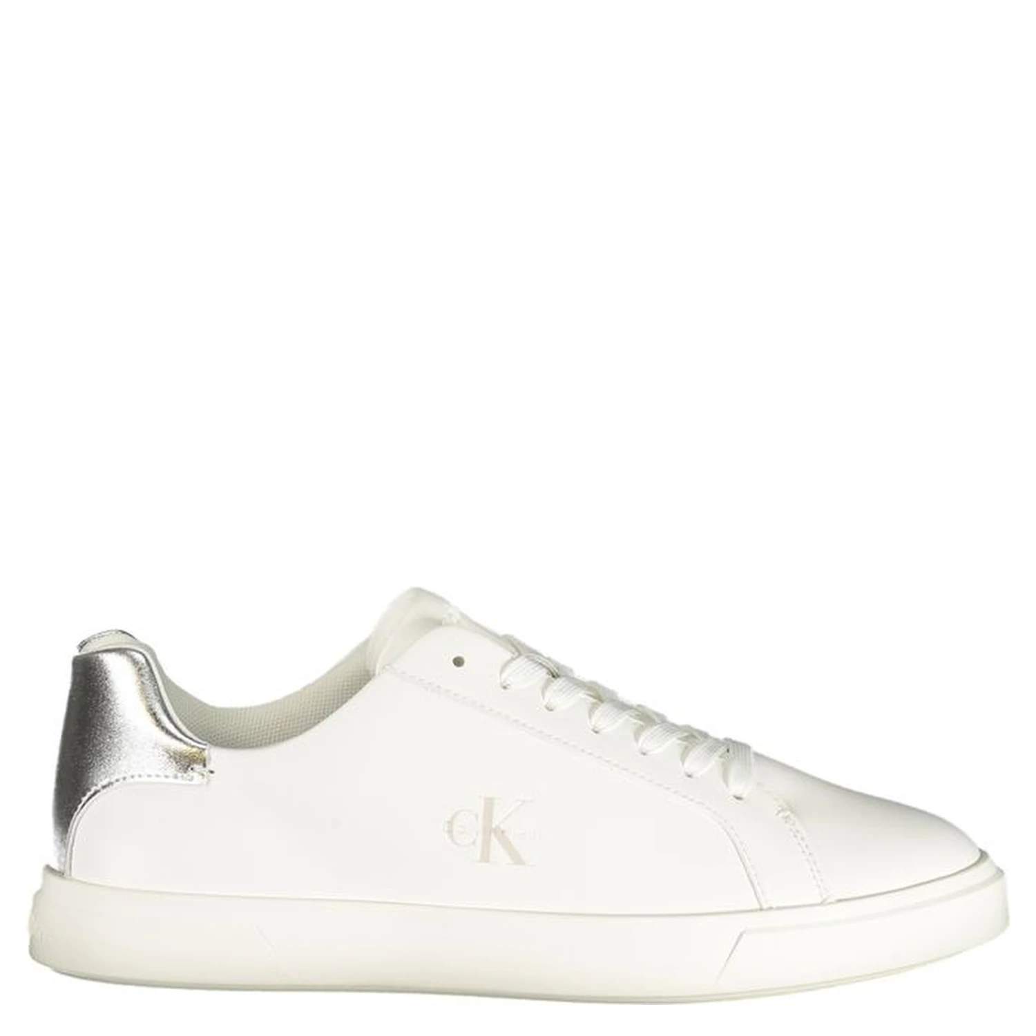 White Polyester Low Top Sneakers