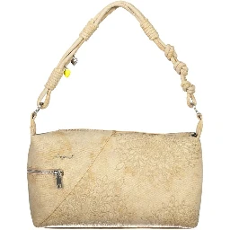 Beige Polyurethane Women's Shoulder Bag