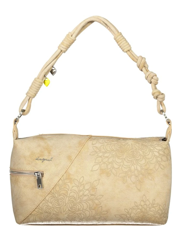 Beige Polyurethane Women's Shoulder Bag