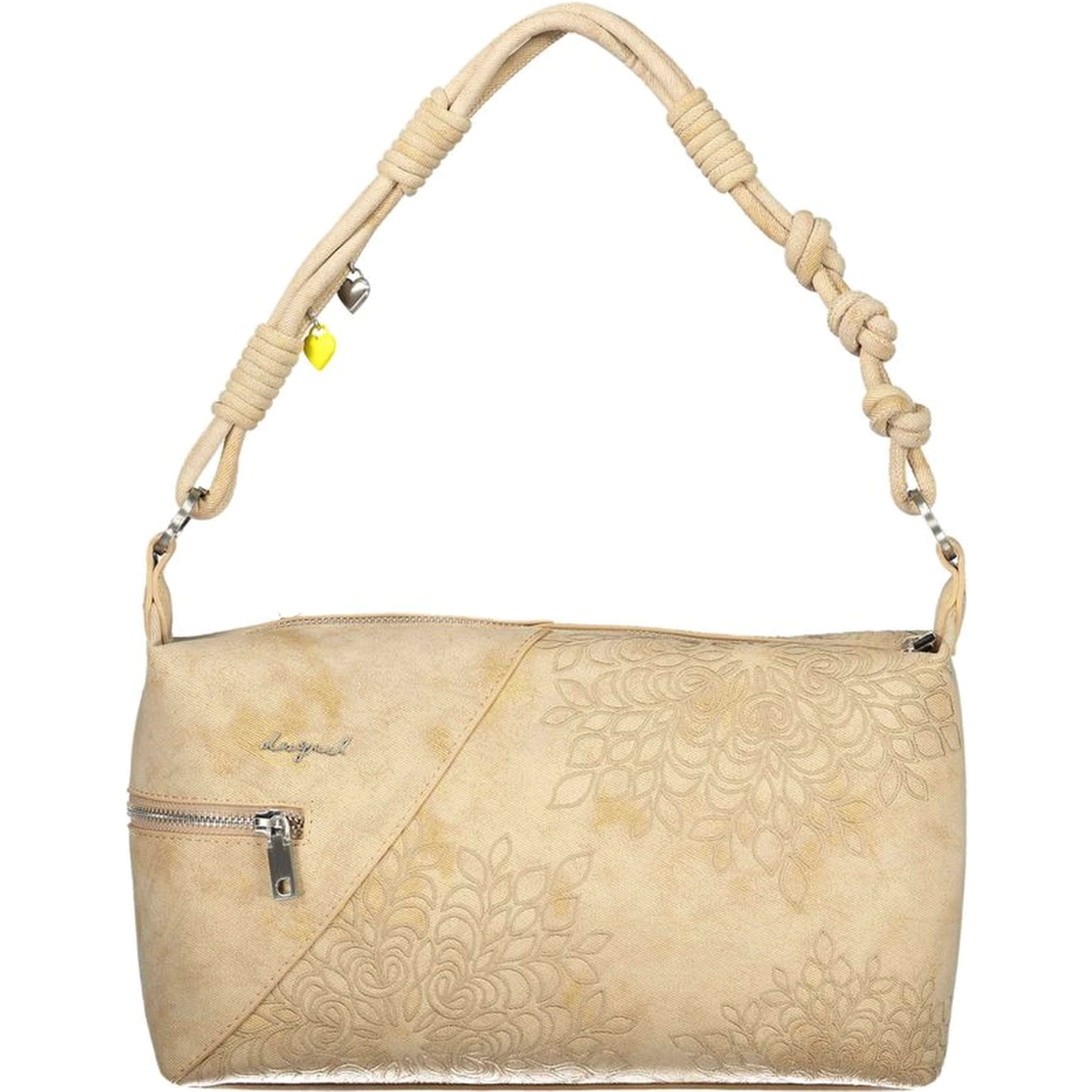 Beige Polyurethane Women's Shoulder Bag
