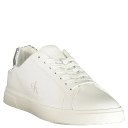 White Polyester Low Top Sneakers