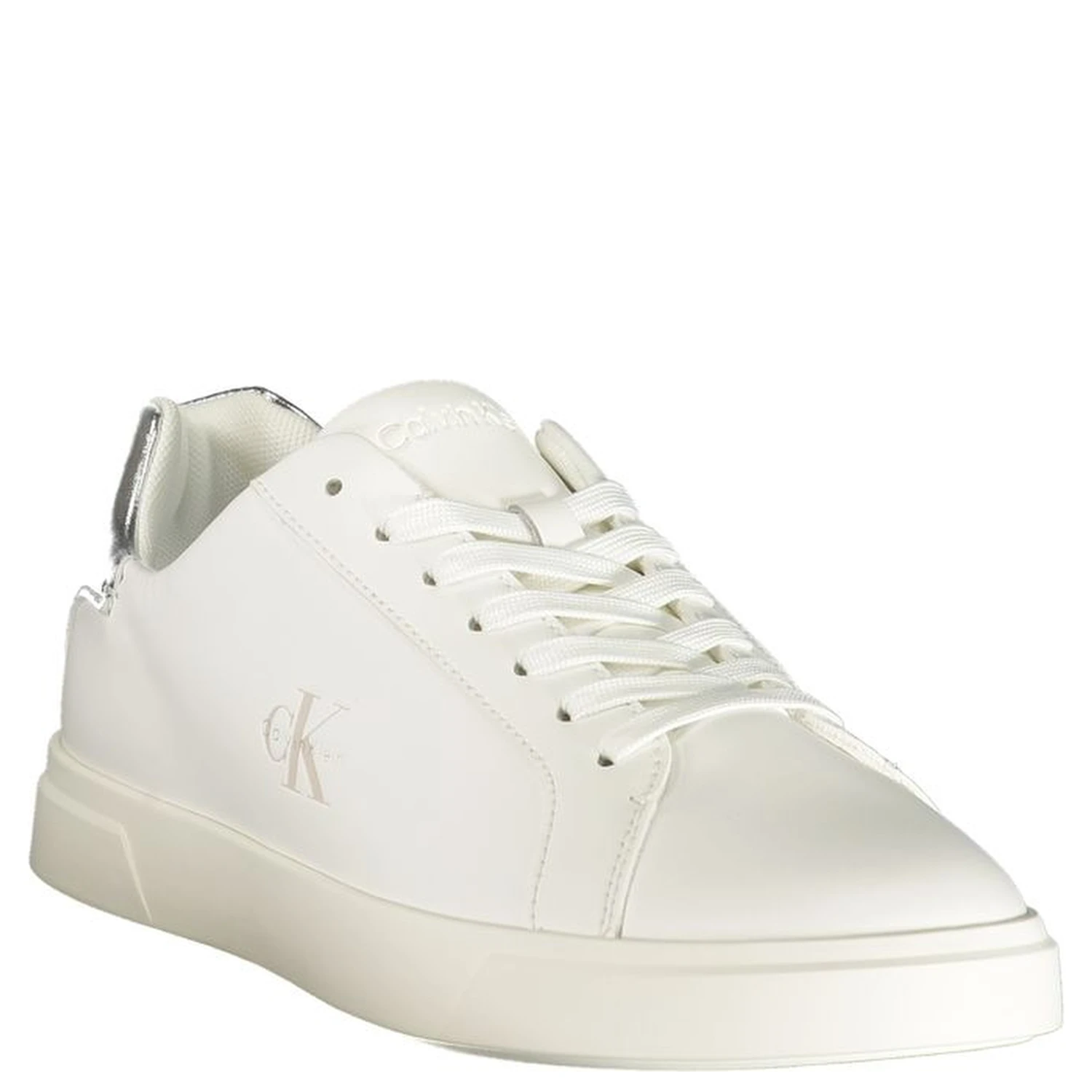 White Polyester Low Top Sneakers
