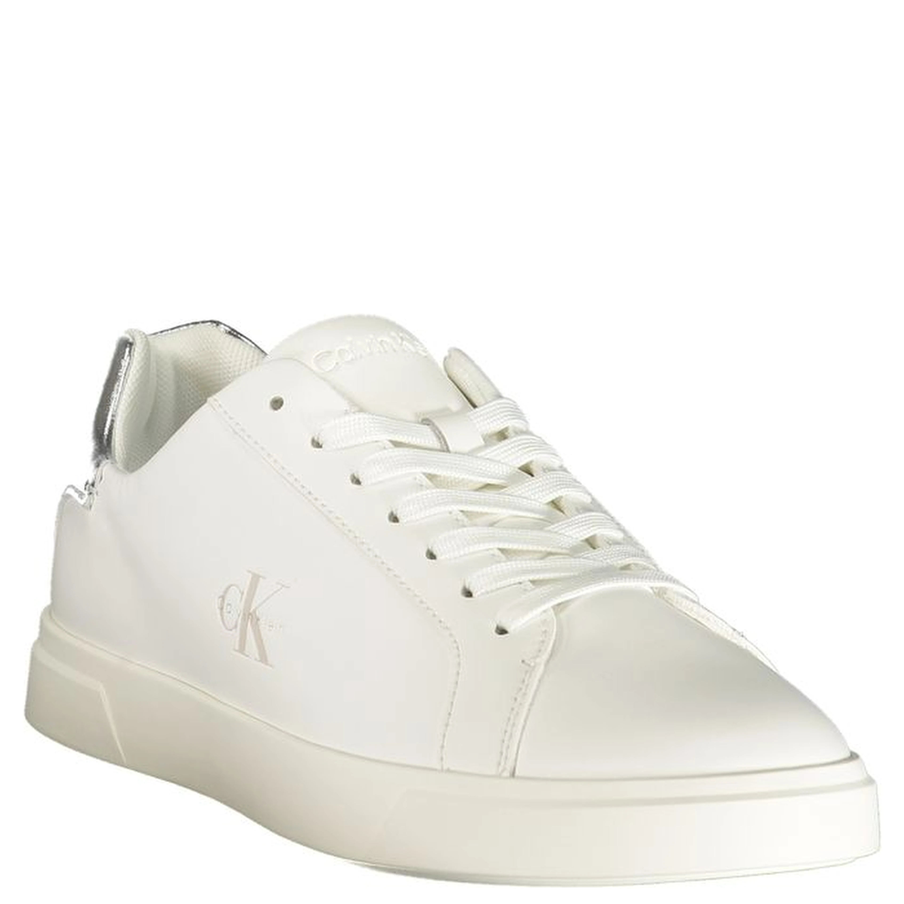 White Polyester Low Top Sneakers