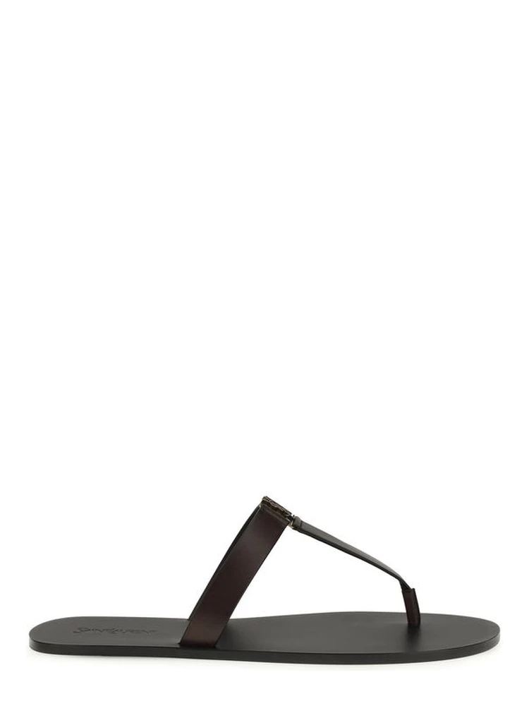 Brown Calf Leather Bos Taurus Flat Sandals