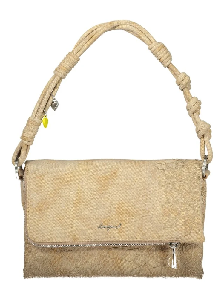 Beige Polyurethane Women Handbag