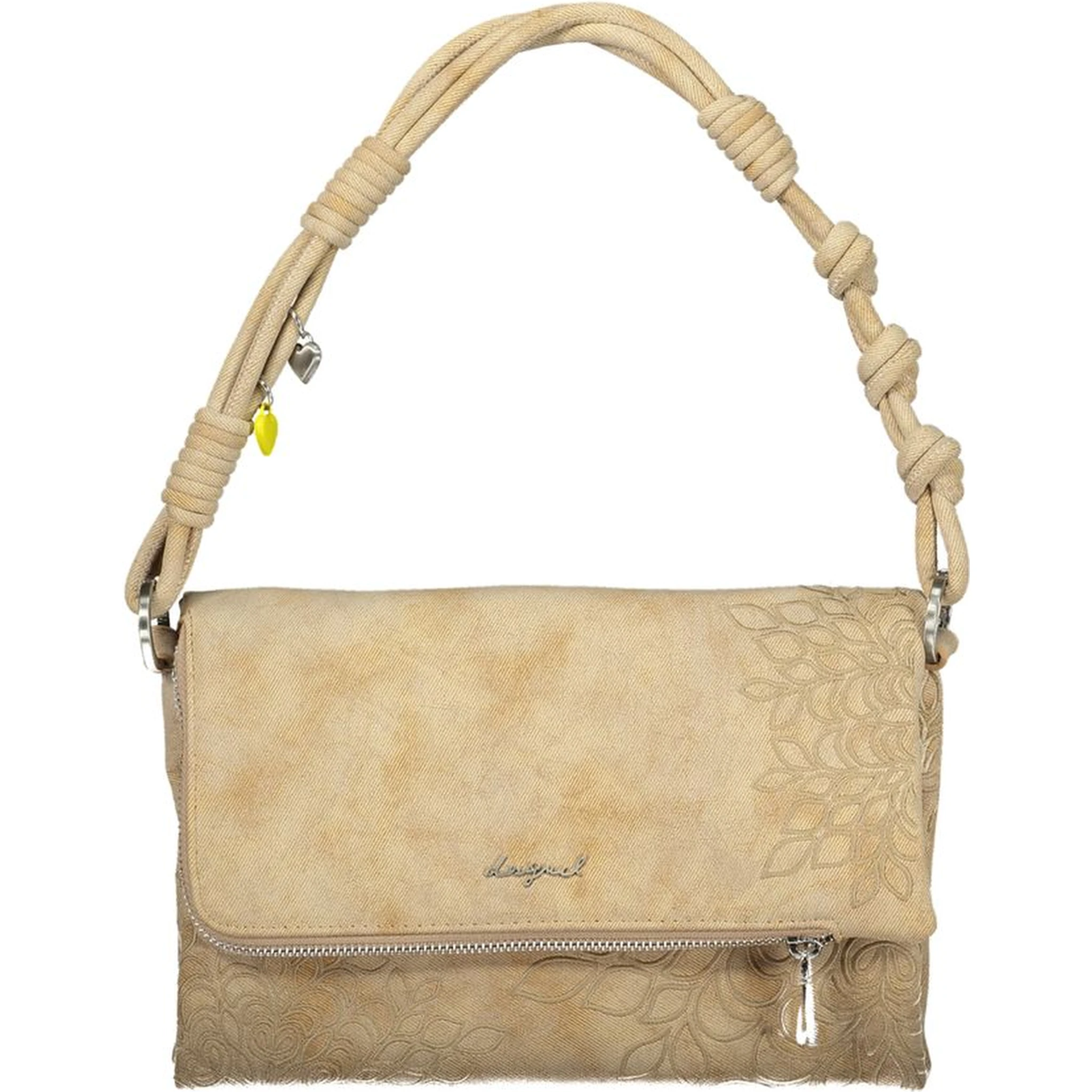 Beige Polyurethane Women Handbag