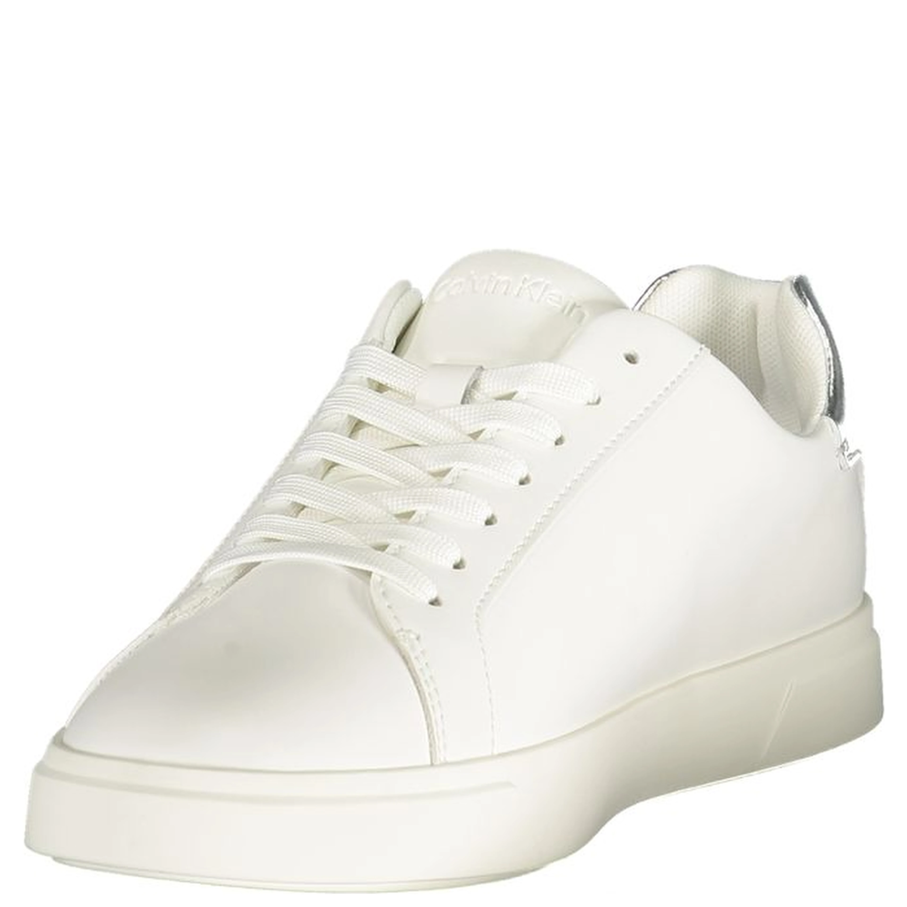 White Polyester Low Top Sneakers