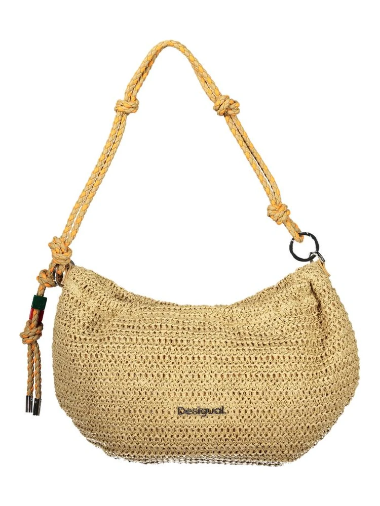 Beige Polyurethane Women Handbag