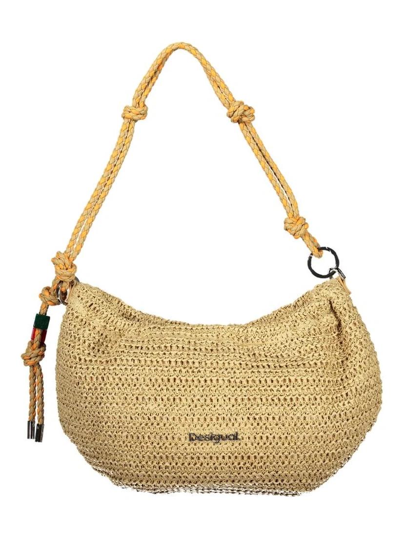 Beige Polyurethane Women Handbag