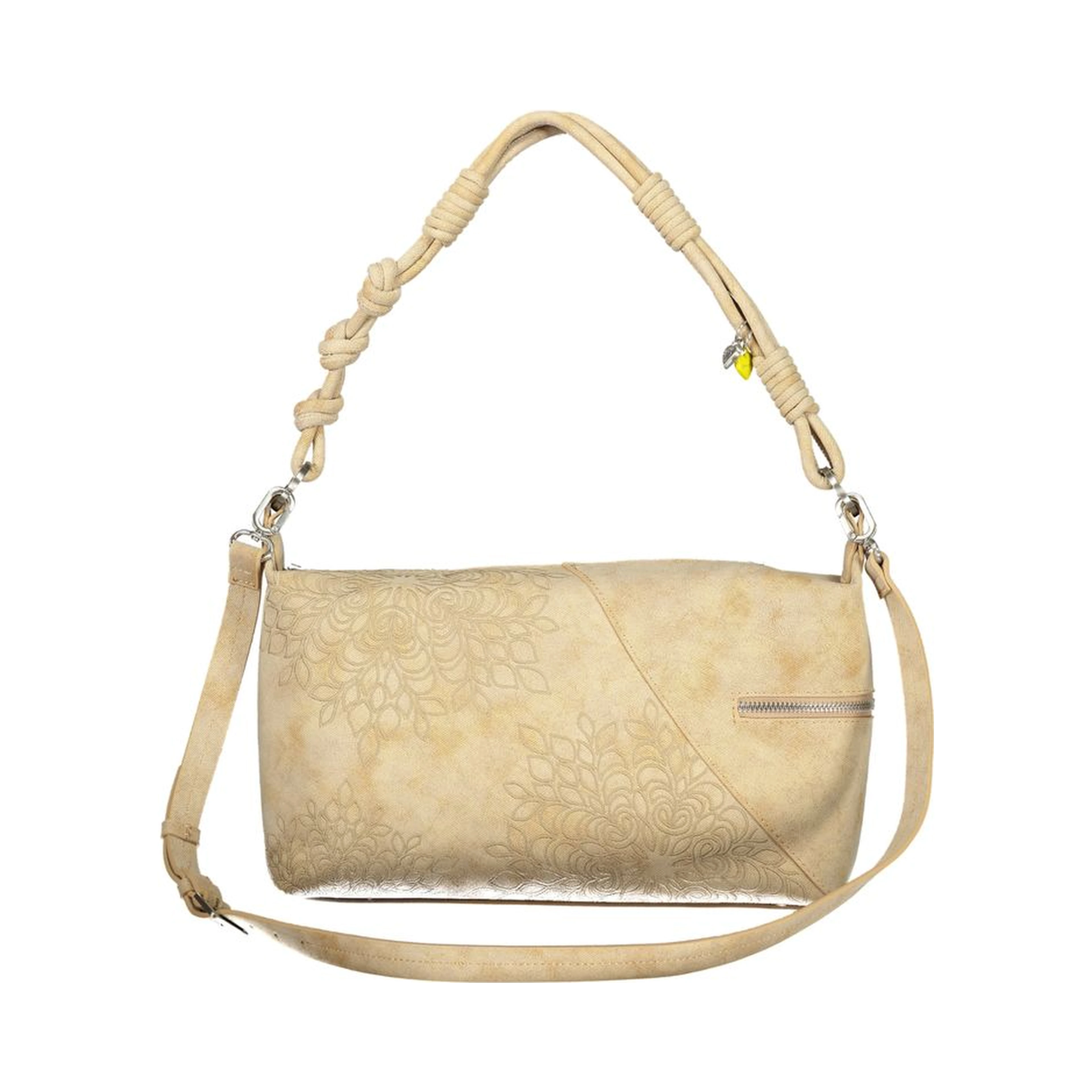 Beige Polyurethane Women's Shoulder Bag
