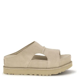 Beige Calf Leather Bos Taurus Platform Sandals