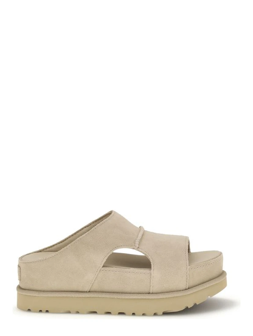 Beige Calf Leather Bos Taurus Platform Sandals