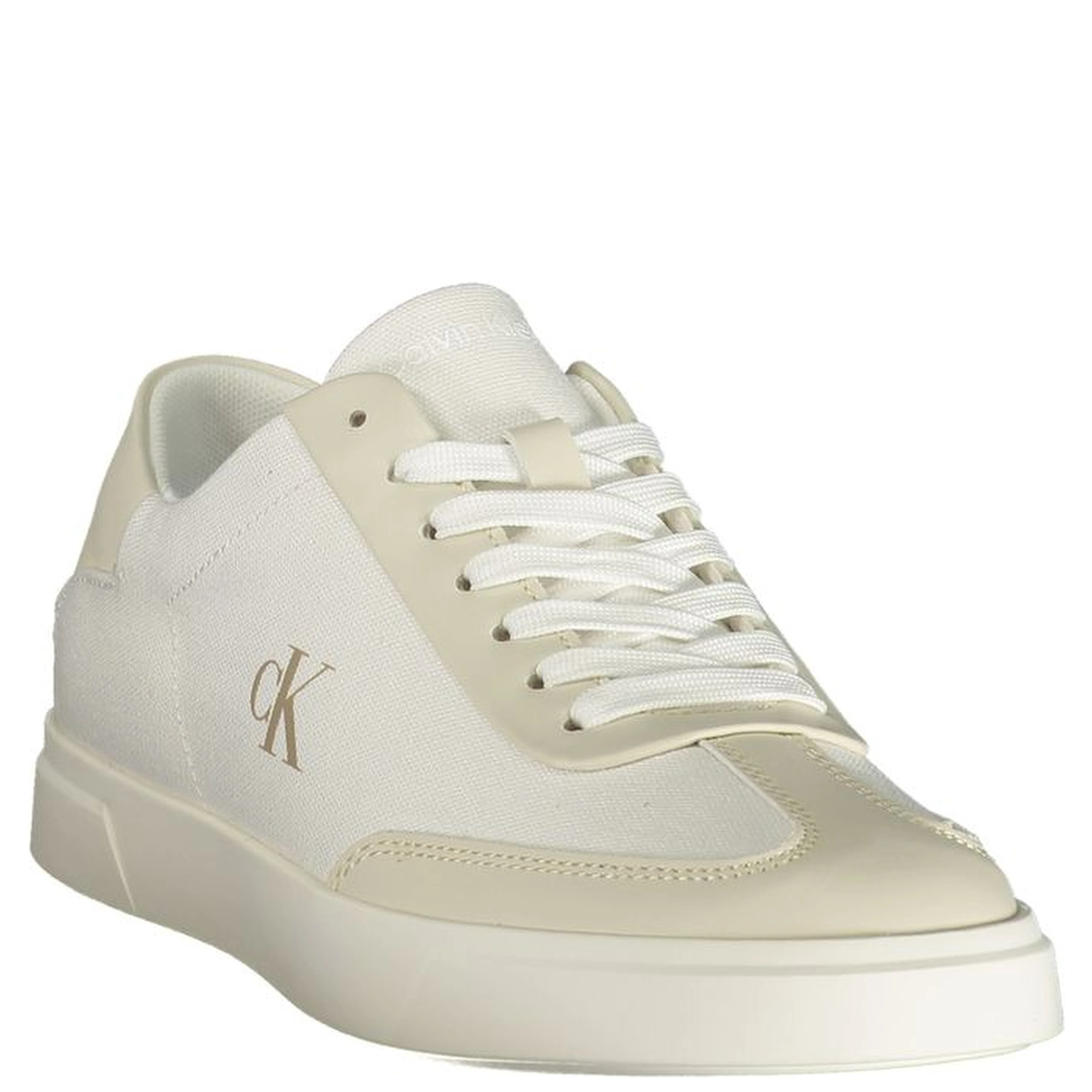 White Polyester Athletic Sneakers
