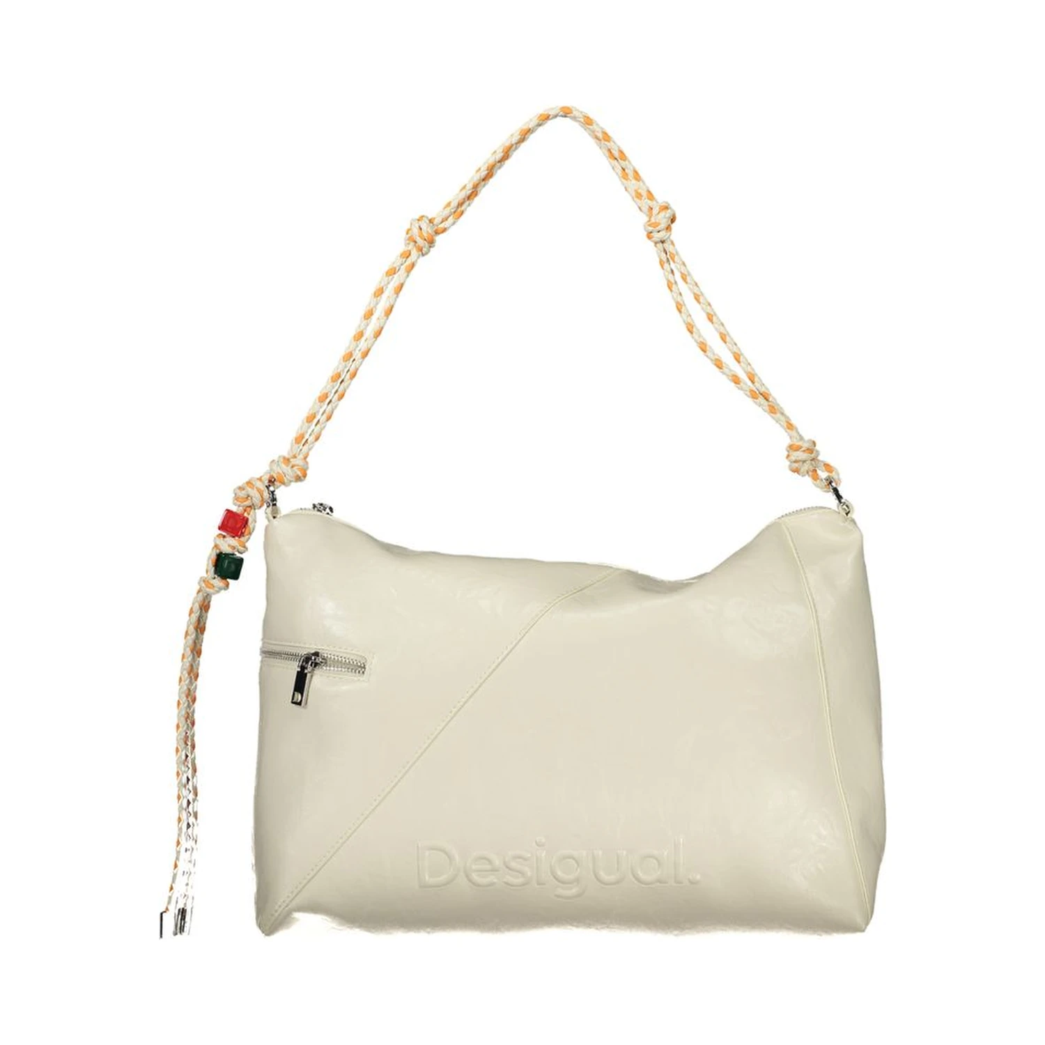 Ecru Polyurethane Women Handbag